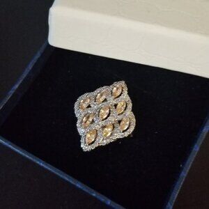 Swarovski Elements  Marquise Yellow stone Ring Women's size 7